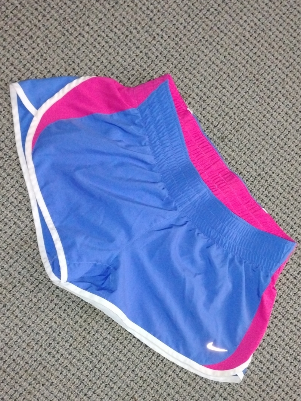 Nike Blue and Hot Pink Running Shorts with White Trim